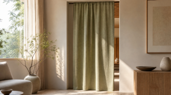 Natural Linen Burlap Grommet Semi-Sheer Drapes