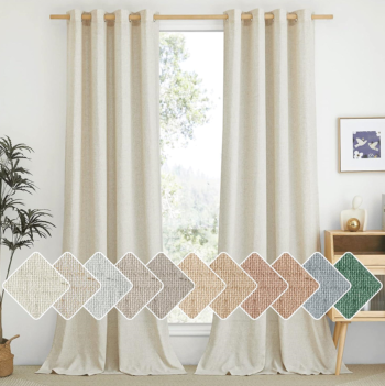Natural Linen Burlap Grommet Semi-Sheer Drapes