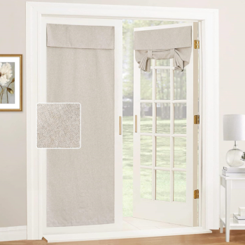 Khaki Linen Blend Roll-Up Door Curtain