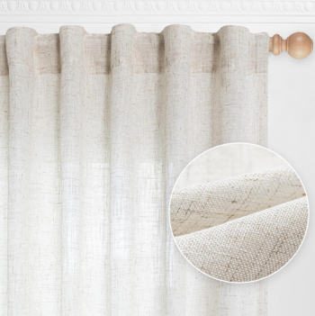 Linen Blend Back Tab Semi-Sheer Farmhouse Set