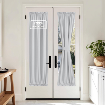 Greyish White Rod Pocket Blackout Thermal Curtain