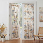 Yellow Floral Linen Semi-Sheer French Door Set