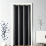 Dark Grey Grommet Blackout Door Curtain