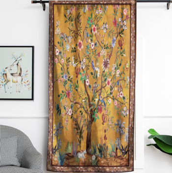 Tree of Life Floral Rod Pocket Blackout Curtain