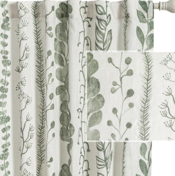 Sage Green Boho Leaf Print Back Tab Set