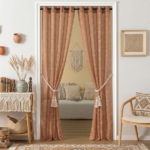 Terracotta Burnt Orange Boho Sheer Tapestry Set