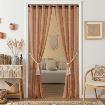Terracotta Burnt Orange Boho Sheer Tapestry Set