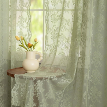 Sage Green Floral Lace Vintage Sheer Set