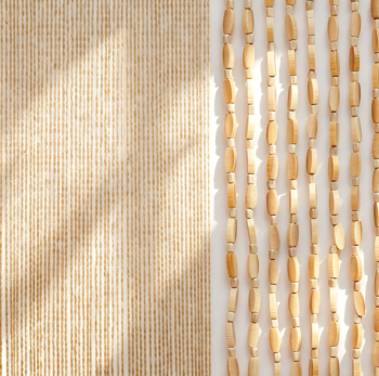 Beige Handmade Bamboo Wood Beaded Door Curtain