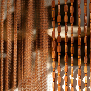 Brown Handmade Bamboo Wood Beaded Door Curtain