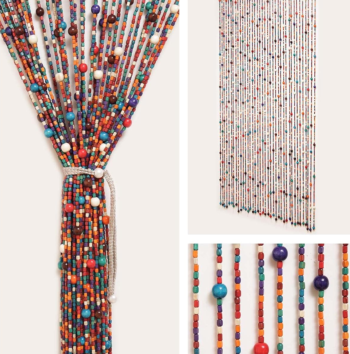 Natural Bamboo Wood Beaded Insect Screen Curtain