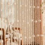 Ivory Hand-Strung Bamboo Wood Beaded Room Divider