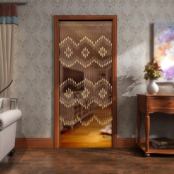 Natural Bohemian Wood Bamboo Beaded Hippie Curtain